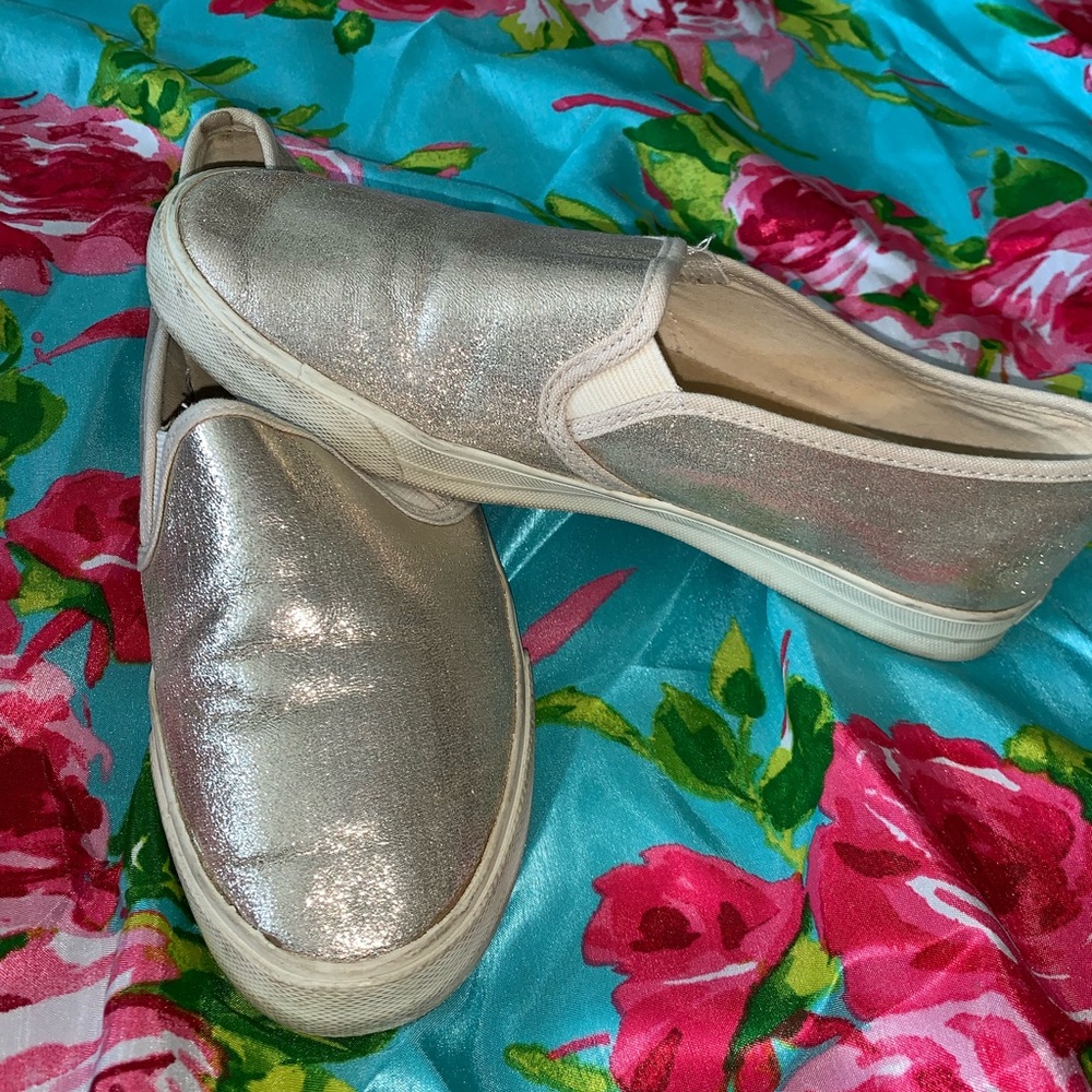 American Eagle Gold Sparkly slip-ons